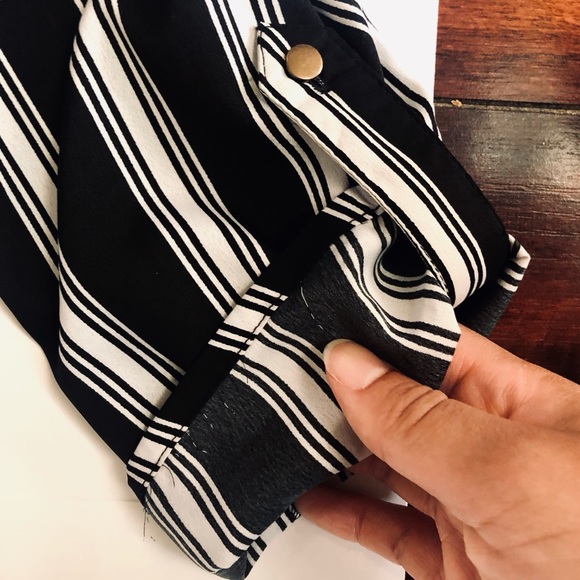 Indulge Collar Cuffed 3/4 Sleeve B&W Mini Dress - Picture 4 of 8